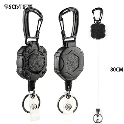 1Pcs Sporty Retractable Key Ring Anti-Theft Metal Easy-To-Pull Buckle Rope Elastic Keychain anti Lost Yoyo Ski Pass ID Card