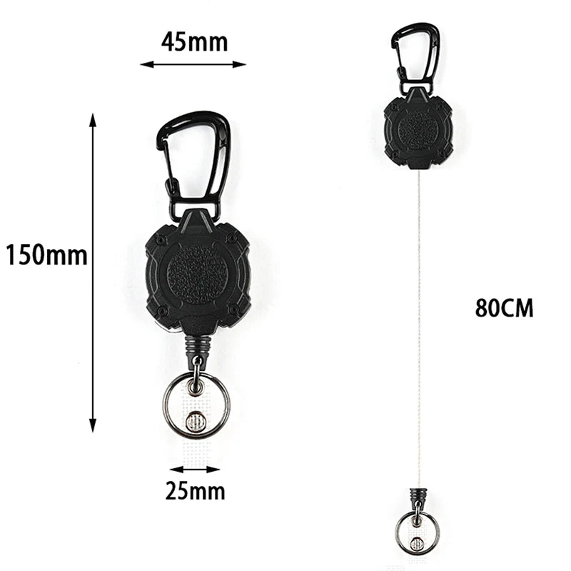 1Pcs Sporty Retractable Key Ring Anti-Theft Metal Easy-To-Pull Buckle Rope Elastic Keychain anti Lost Yoyo Ski Pass ID Card