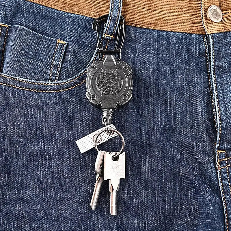 1Pcs Sporty Retractable Key Ring Anti-Theft Metal Easy-To-Pull Buckle Rope Elastic Keychain anti Lost Yoyo Ski Pass ID Card