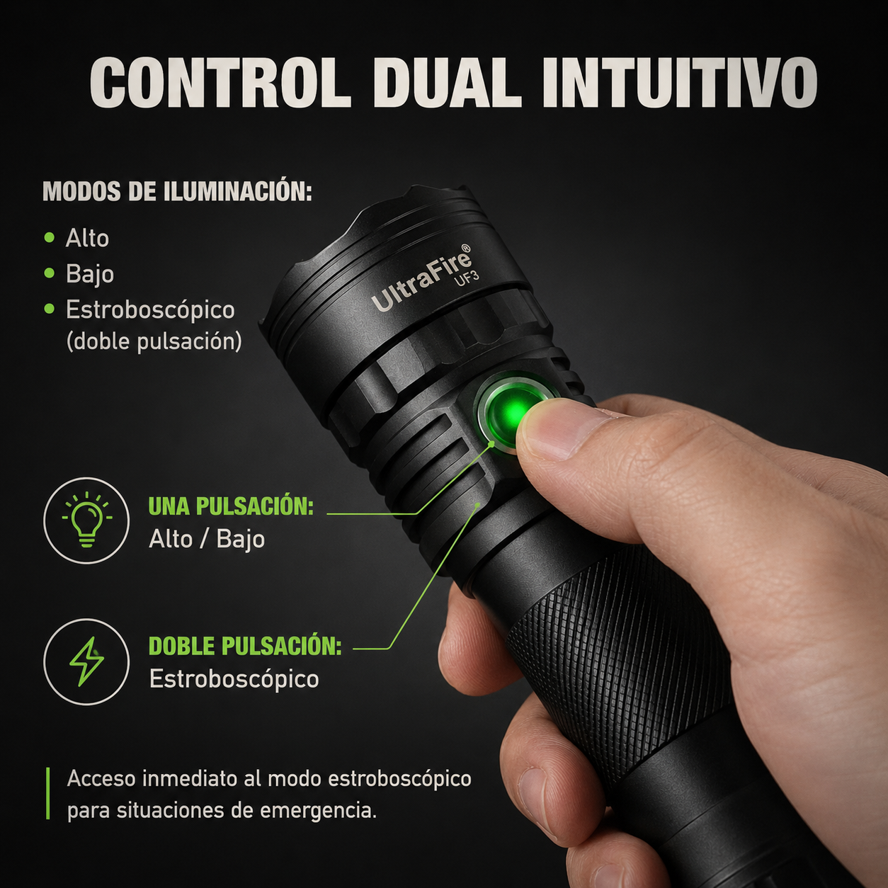 Linterna Táctica UltraFire UF3 Profesional