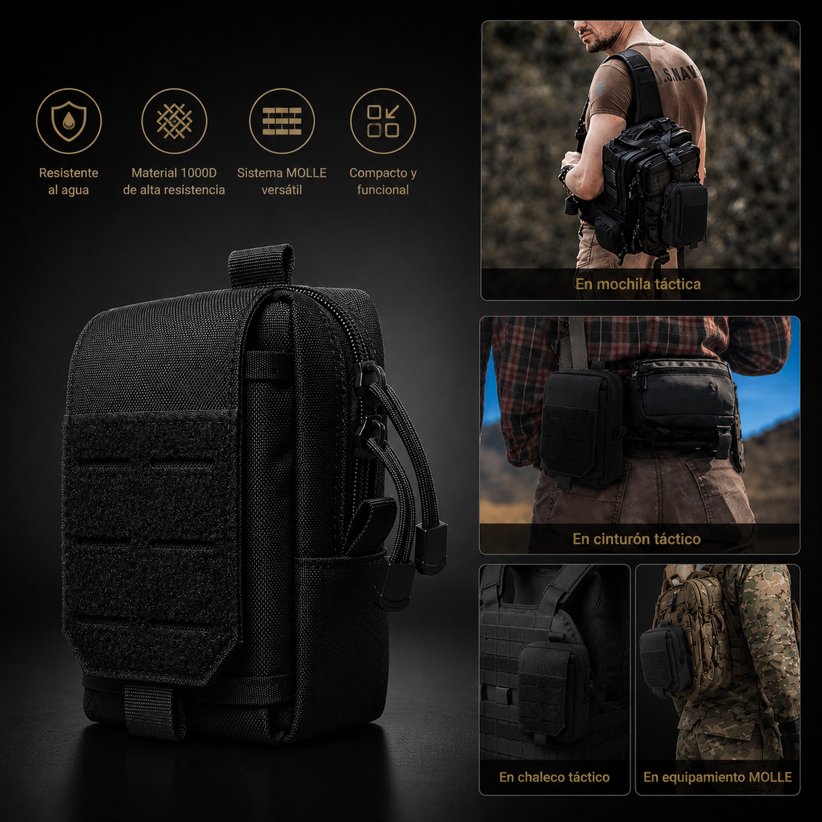 Bolsa MOLLE Táctica EDC para Cinturón y Mochila