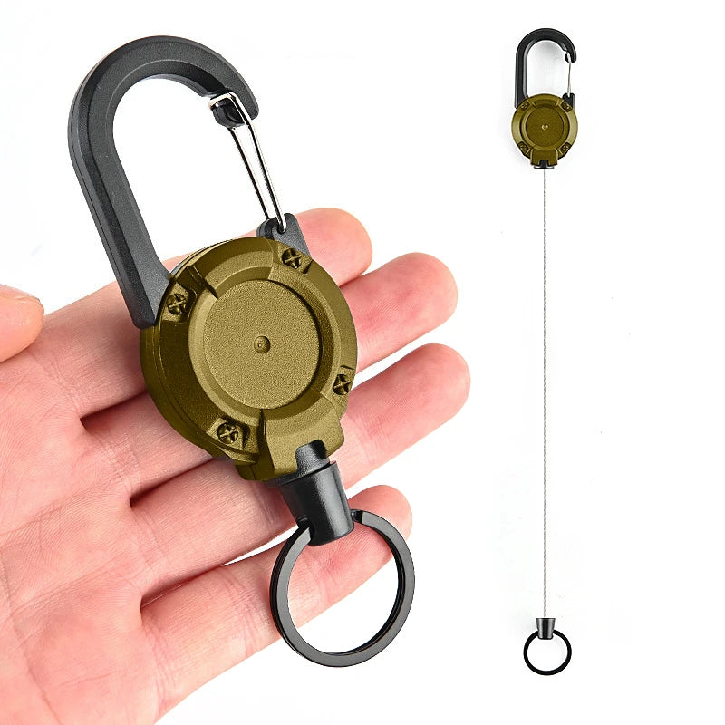 1Pcs Sporty Retractable Key Ring Anti-Theft Metal Easy-To-Pull Buckle Rope Elastic Keychain anti Lost Yoyo Ski Pass ID Card